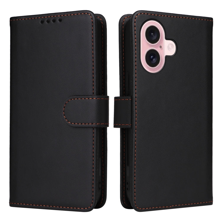 For iPhone 16 BETOPNICE BN-005 2 in 1 Detachable Imitate Genuine Leather Phone Case(Black) - iPhone 16 Cases by BETOPNICE | Online Shopping UK | buy2fix