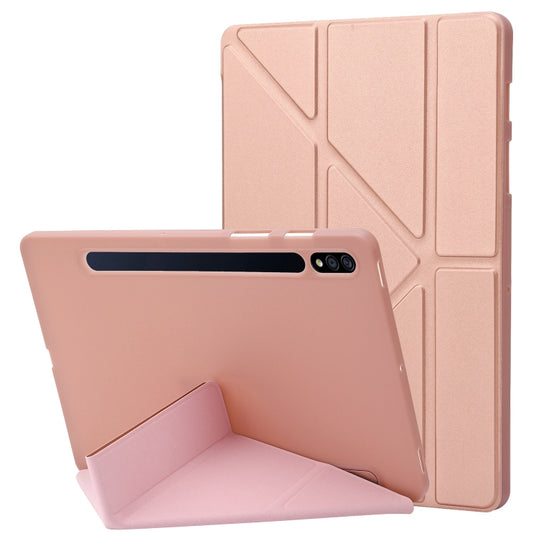 For Samsung Galaxy Tab S9 Deformation Silicone Leather Tablet Case(Rose Gold) - Galaxy Tab S9 Cases by buy2fix | Online Shopping UK | buy2fix