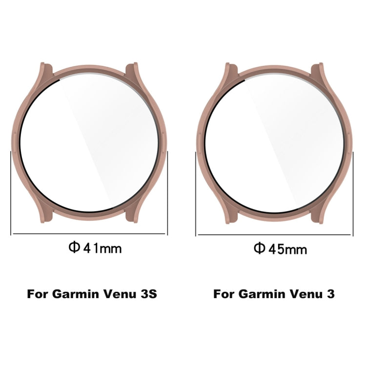 For Garmin Venu 3 PC + Tempered Glass Film Integrated Watch Case(Transparent White) - Watch Cases by buy2fix | Online Shopping UK | buy2fix