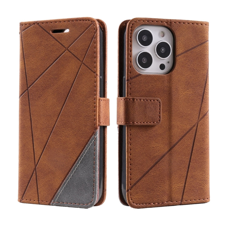 For iPhone 16 Pro Max Skin Feel Splicing Leather Phone Case(Brown) - iPhone 16 Pro Max Cases by buy2fix | Online Shopping UK | buy2fix