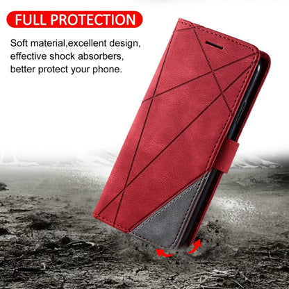 For iPhone 16 Plus Skin Feel Splicing Leather Phone Case(Red) - iPhone 16 Plus Cases by buy2fix | Online Shopping UK | buy2fix