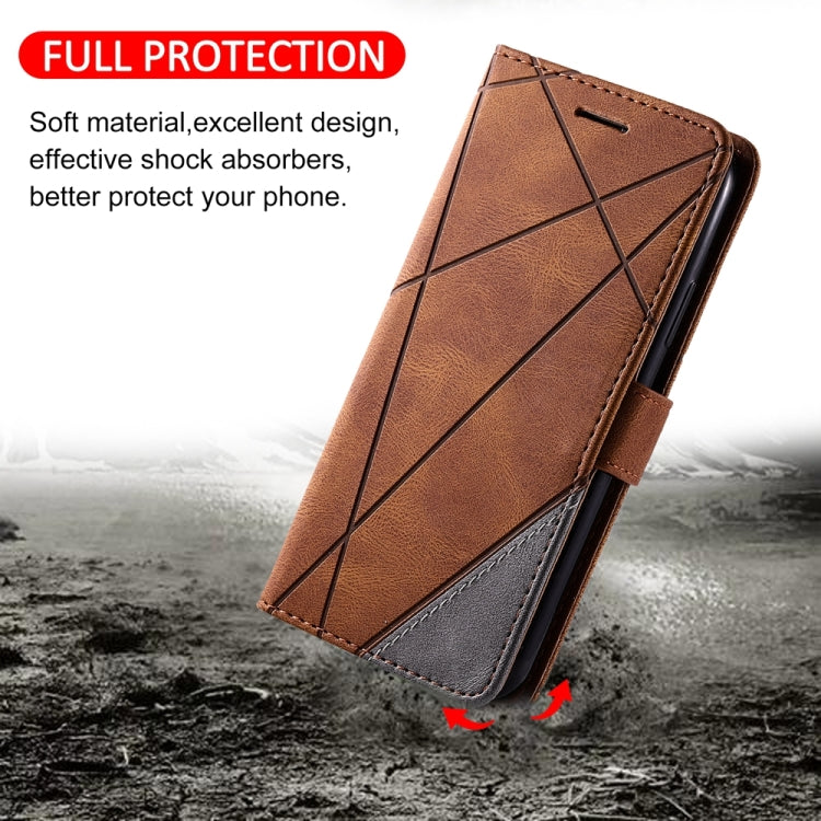 For iPhone 16 Skin Feel Splicing Leather Phone Case(Brown) - iPhone 16 Cases by buy2fix | Online Shopping UK | buy2fix