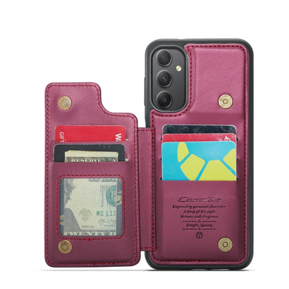 For Samsung Galaxy A34 5G CaseMe C22 Card Slots Holder RFID Anti-theft Phone Case(Wine Red) - Galaxy Phone Cases by CaseMe | Online Shopping UK | buy2fix