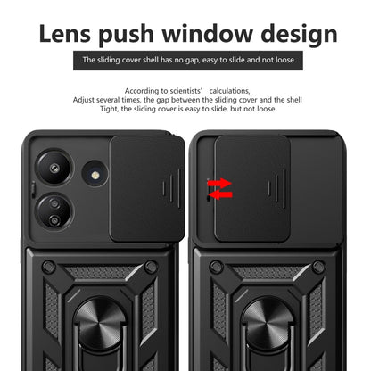 For Xiaomi Redmi 13C 4G Sliding Camera Cover Design TPU Hybrid PC Phone Case(Black) - 13C Cases by buy2fix | Online Shopping UK | buy2fix