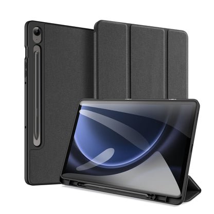 For Samsung Galaxy Tab S9 FE DUX DUCIS Domo Series Magnetic Flip Leather Tablet Case(Black) - Galaxy Tab S9 FE by DUX DUCIS | Online Shopping UK | buy2fix