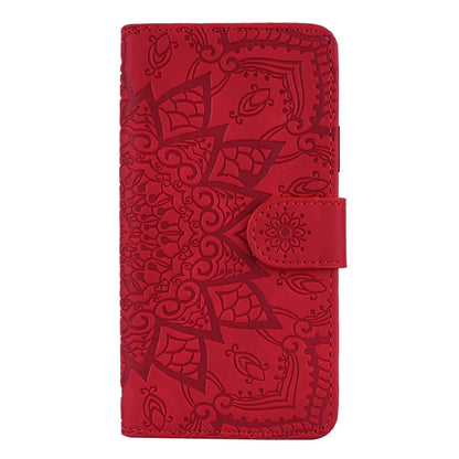 For iPhone 16 Pro Max Mandala Embossed Dual-Fold Calf Leather Phone Case(Red) - iPhone 16 Pro Max Cases by buy2fix | Online Shopping UK | buy2fix