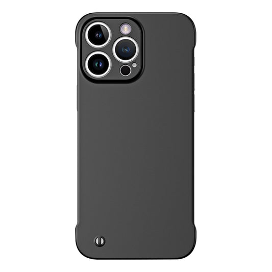 For iPhone 14 Pro Frameless Metallic Paint Hybrid PC Phone Case(Matte Black) - iPhone 14 Pro Cases by buy2fix | Online Shopping UK | buy2fix