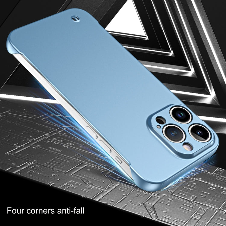 For iPhone 15 Frameless Metallic Paint Hybrid PC Phone Case(Sierra Blue) - iPhone 15 Cases by buy2fix | Online Shopping UK | buy2fix