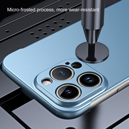 For iPhone 14 Frameless Metallic Paint Hybrid PC Phone Case(Sierra Blue) - iPhone 14 Cases by buy2fix | Online Shopping UK | buy2fix