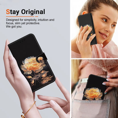 For Google Pixel 9 Crystal Texture Colored Drawing Leather Phone Case(Gold Peony) - Google Cases by buy2fix | Online Shopping UK | buy2fix