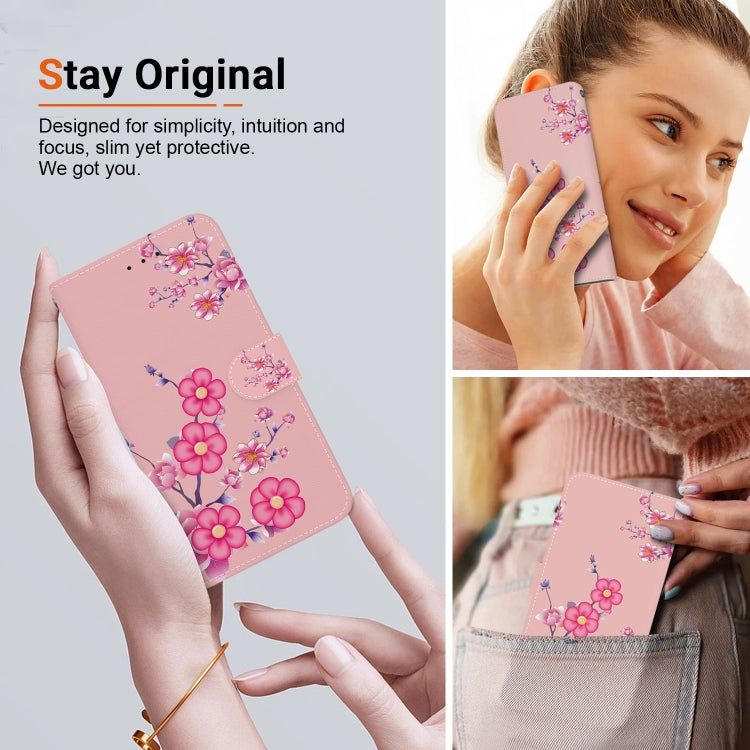 For Google Pixel 9 Crystal Texture Colored Drawing Leather Phone Case(Cherry Blossoms) - Google Cases by buy2fix | Online Shopping UK | buy2fix