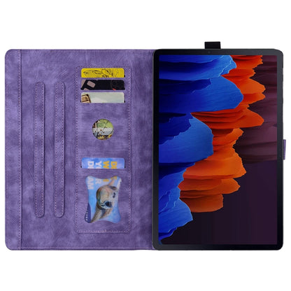 For Samsung Galaxy Tab S9+ /S8+ /S7+ Cartoon Sakura Cat Embossed Smart Leather Tablet Case(Purple) - Galaxy Tab S9+ Cases by buy2fix | Online Shopping UK | buy2fix