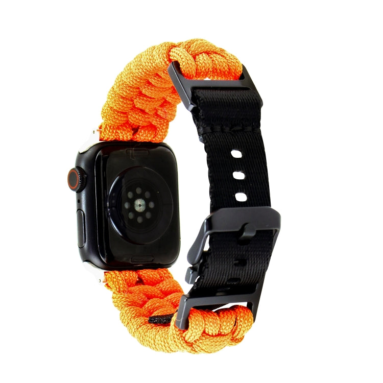 For Apple Watch Ultra 2 49mm Paracord Plain Braided Webbing Buckle Watch Band(Orange) - Watch Bands by buy2fix | Online Shopping UK | buy2fix