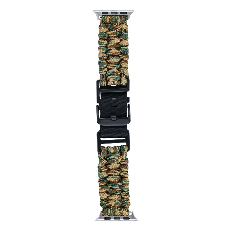 For Apple Watch Ultra 49mm Paracord Plain Braided Webbing Buckle Watch Band(Army Green Camouflage) - Watch Bands by buy2fix | Online Shopping UK | buy2fix