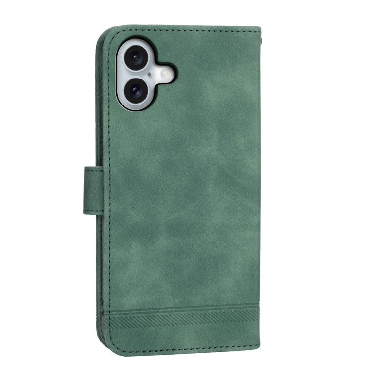 For iPhone 16 Plus Dierfeng Dream Line TPU + PU Leather Phone Case(Green) - iPhone 16 Plus Cases by buy2fix | Online Shopping UK | buy2fix