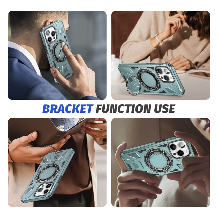 For iPhone 12 Pro Max MagSafe Magnetic Shockproof Phone Case with Ring Holder(Green) - iPhone 12 Pro Max Cases by buy2fix | Online Shopping UK | buy2fix