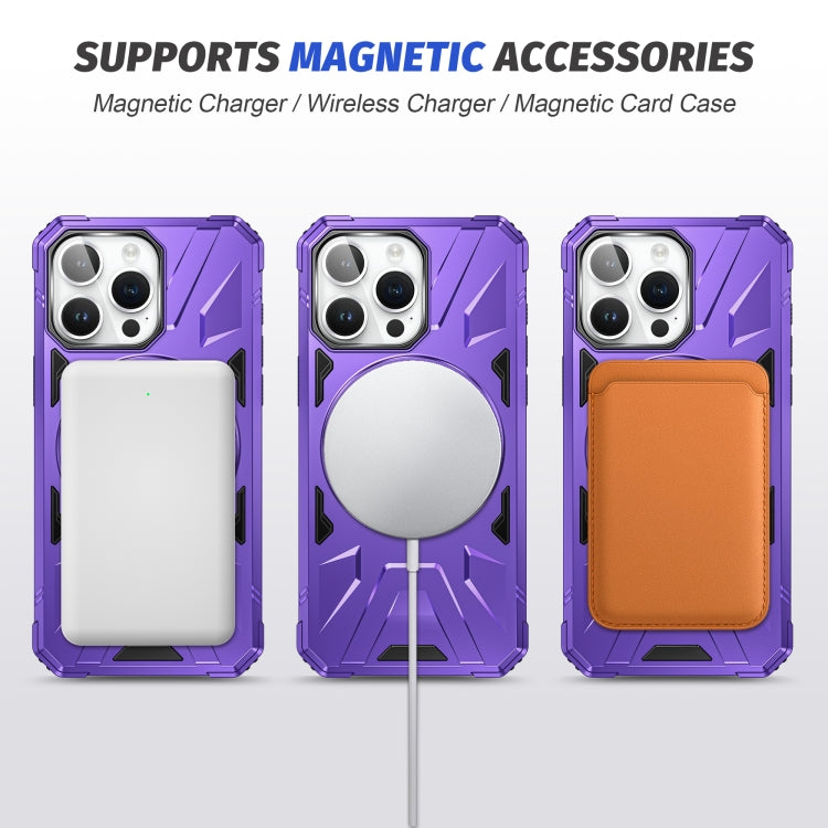 For iPhone 12 Pro Max MagSafe Magnetic Shockproof Phone Case with Ring Holder(Purple) - iPhone 12 Pro Max Cases by buy2fix | Online Shopping UK | buy2fix