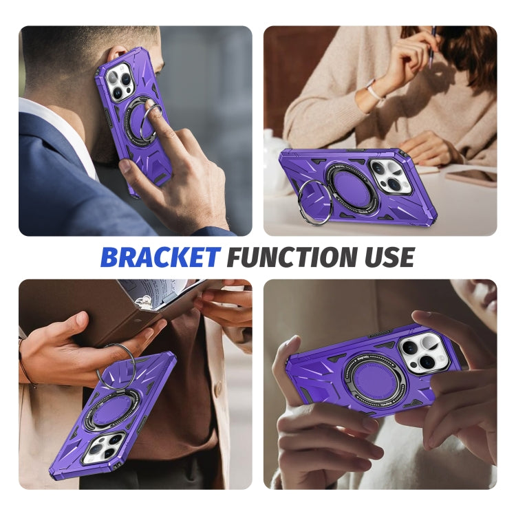 For iPhone 12 Pro Max MagSafe Magnetic Shockproof Phone Case with Ring Holder(Purple) - iPhone 12 Pro Max Cases by buy2fix | Online Shopping UK | buy2fix