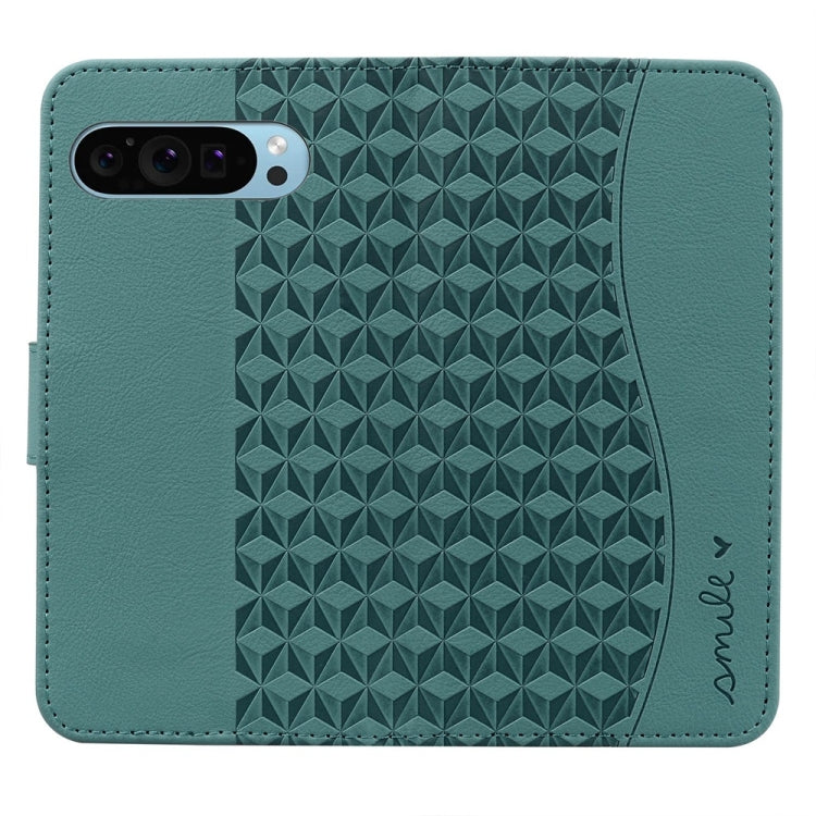 For Google Pixel 9 Pro Business Diamond Buckle Leather Phone Case with Lanyard(Green) - Google Cases by buy2fix | Online Shopping UK | buy2fix