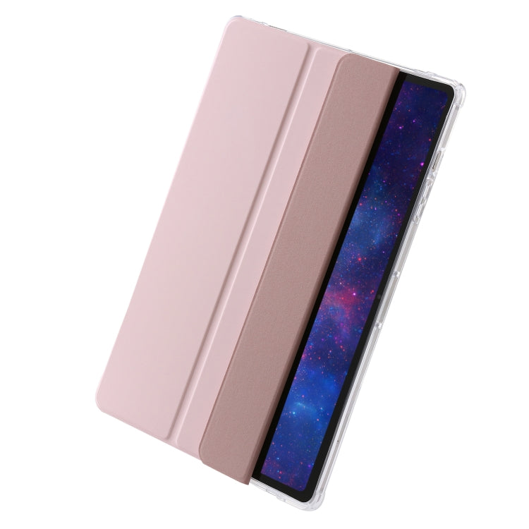 For Samsung Galaxy Tab S9+ 3-Fold Clear Acrylic Leather Tablet Case(Pink) - Galaxy Tab S9+ Cases by buy2fix | Online Shopping UK | buy2fix