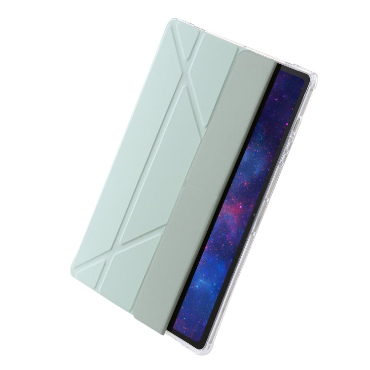 For Samsung Galaxy Tab S9+ Clear Acrylic Deformation Leather Tablet Case(Green) - Galaxy Tab S9+ Cases by buy2fix | Online Shopping UK | buy2fix