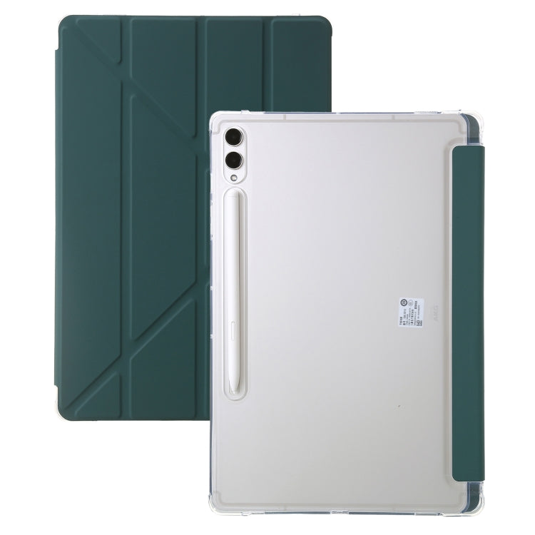 For Samsung Galaxy Tab S9+ Clear Acrylic Deformation Leather Tablet Case(Deep Green) - Galaxy Tab S9+ Cases by buy2fix | Online Shopping UK | buy2fix