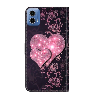 For Motorola Moto G24 Crystal 3D Shockproof Protective Leather Phone Case(Lace Love) - Motorola Cases by buy2fix | Online Shopping UK | buy2fix