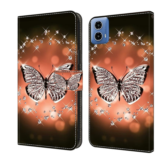 For Motorola Moto G24 Power Crystal 3D Shockproof Protective Leather Phone Case(Crystal Butterfly) - Motorola Cases by buy2fix | Online Shopping UK | buy2fix