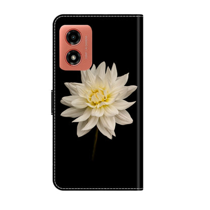 For Motorola Moto G04 Crystal 3D Shockproof Protective Leather Phone Case(White Flower) - Motorola Cases by buy2fix | Online Shopping UK | buy2fix