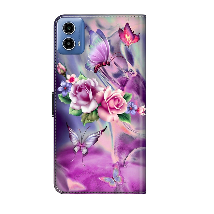 For Motorola Moto G34 Crystal 3D Shockproof Protective Leather Phone Case(Butterfly) - Motorola Cases by buy2fix | Online Shopping UK | buy2fix