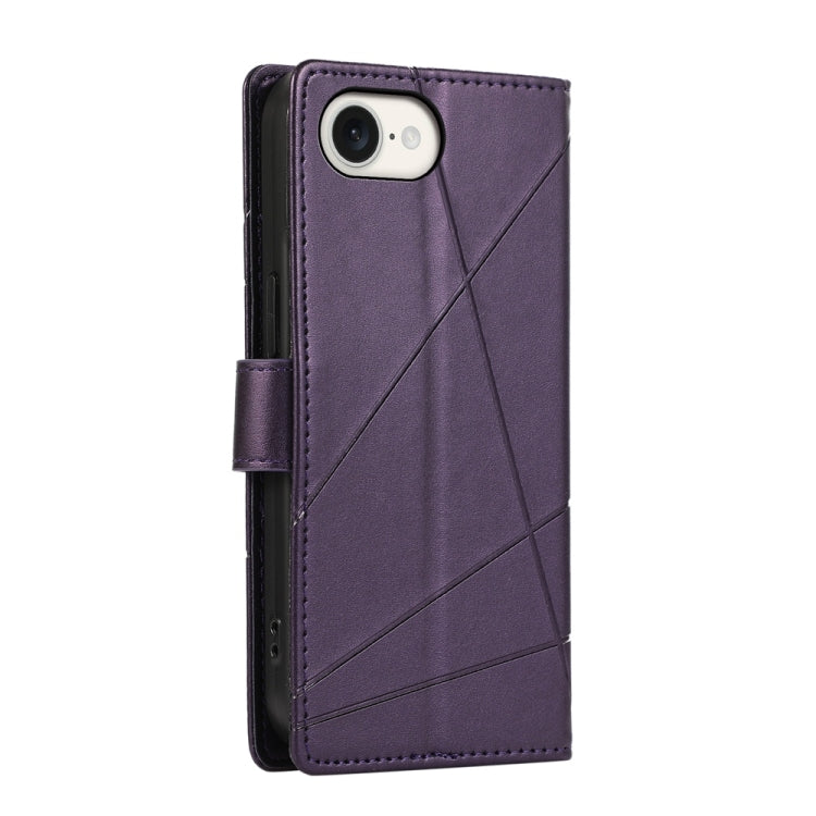 For iPhone SE 2024 PU Genuine Leather Texture Embossed Line Phone Case(Purple) - More iPhone Cases by buy2fix | Online Shopping UK | buy2fix