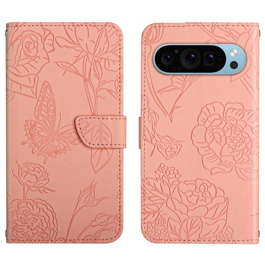 For Google Pixel 9 Skin Feel Butterfly Embossed Flip Leather Phone Case(Pink) - Google Cases by buy2fix | Online Shopping UK | buy2fix