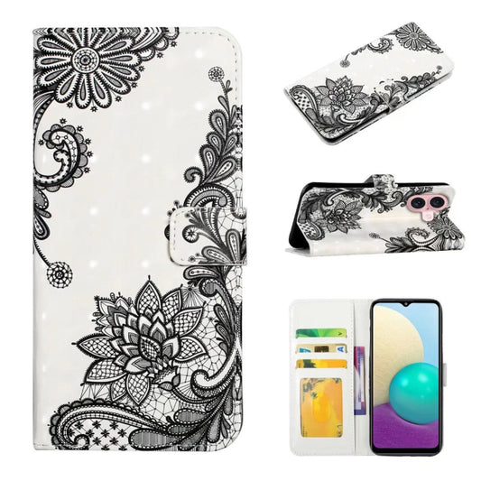 For iPhone 16 Oil Embossed 3D Drawing Leather Phone Case(Lace Flower) - iPhone 16 Cases by buy2fix | Online Shopping UK | buy2fix