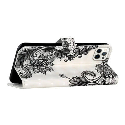 For iPhone 16 Pro Max Oil Embossed 3D Drawing Leather Phone Case(Lace Flower) - iPhone 16 Pro Max Cases by buy2fix | Online Shopping UK | buy2fix