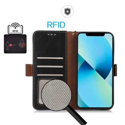 For Xiaomi Redmi K70E/Poco X6 Pro Magnetic Crazy Horse Texture Genuine Leather RFID Phone Case(Black) - K70E Cases by buy2fix | Online Shopping UK | buy2fix