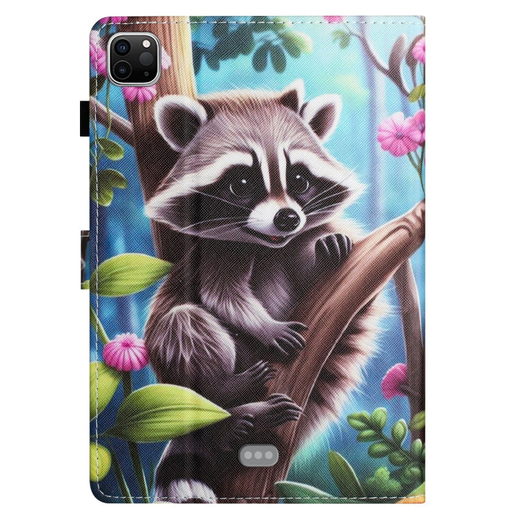 For iPad Pro 11 2024 Colored Drawing Stitching Leather Tablet Smart Case(Raccoon) - iPad Pro 11 2024 Cases by buy2fix | Online Shopping UK | buy2fix