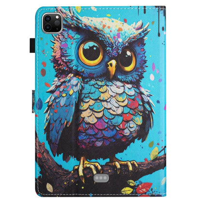 For iPad Pro 11 2024 Colored Drawing Stitching Leather Tablet Smart Case(Owl) - iPad Pro 11 2024 Cases by buy2fix | Online Shopping UK | buy2fix