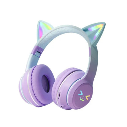 BT612 LED Cat Ear Single Sound Folding Bluetooth Earphone with Microphone(Purple) - Headset & Headphone by buy2fix | Online Shopping UK | buy2fix