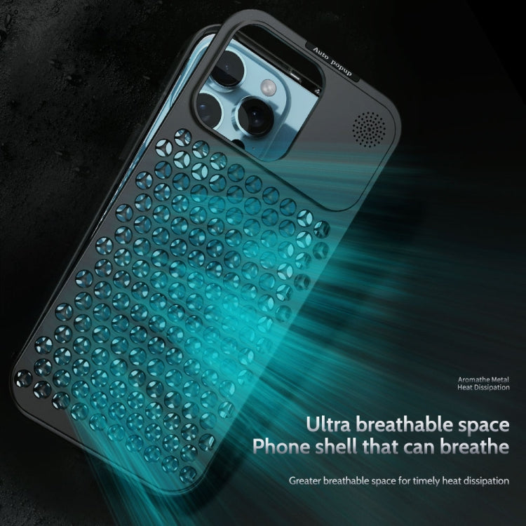 For iPhone 14 Pro Max R-JUST RJ58 Aromatherapy Metal Cooling Phone Case(Grey) - iPhone 14 Pro Max Cases by R-JUST | Online Shopping UK | buy2fix