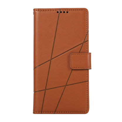 For Google Pixel 9 Pro PU Genuine Leather Texture Embossed Line Phone Case(Brown) - Google Cases by buy2fix | Online Shopping UK | buy2fix