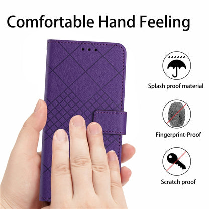 For iPhone 16 Pro Rhombic Grid Texture Leather Phone Case(Purple) - iPhone 16 Pro Cases by buy2fix | Online Shopping UK | buy2fix