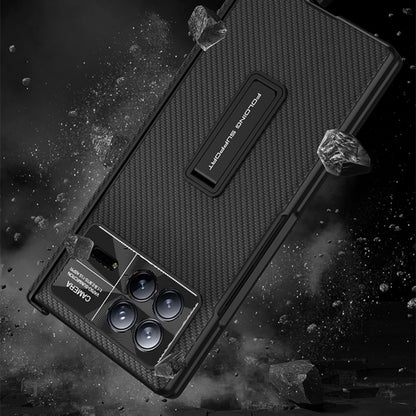 For Xiaomi Mix Fold 3 GKK Magnetic Hinge Flip Leather Phone Case with Holder(Carbon Fiber) - Xiaomi Cases by GKK | Online Shopping UK | buy2fix