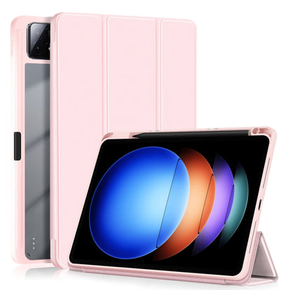 For Xiaomi Pad 6S Pro 12.4 Acrylic 3-Fold Solid Color Smart Leather Tablet Case(Pink) - More Tablet Cases by buy2fix | Online Shopping UK | buy2fix