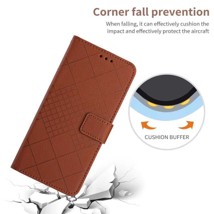 For Google Pixel 9 Rhombic Grid Texture Leather Phone Case(Brown) - Google Cases by buy2fix | Online Shopping UK | buy2fix