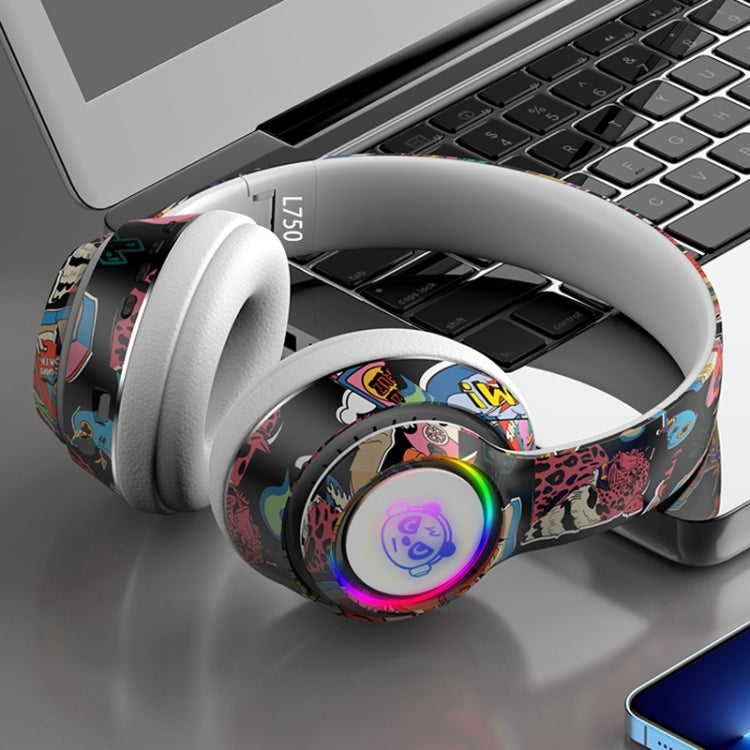 L750 3 in 1 RGB Graffiti Pattern Wireless Gaming Noise Reduction Headset(White) - Headset & Headphone by buy2fix | Online Shopping UK | buy2fix