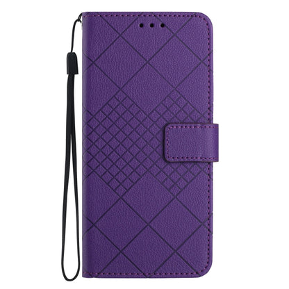 For Motorola Moto G Power 5G 2024 Rhombic Grid Texture Leather Phone Case(Purple) - Motorola Cases by buy2fix | Online Shopping UK | buy2fix