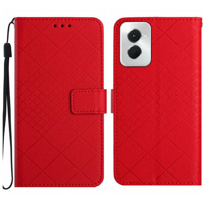 For Motorola Moto G Power 5G 2024 Rhombic Grid Texture Leather Phone Case(Red) - Motorola Cases by buy2fix | Online Shopping UK | buy2fix