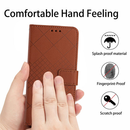 For Motorola Moto G Power 5G 2024 Rhombic Grid Texture Leather Phone Case(Brown) - Motorola Cases by buy2fix | Online Shopping UK | buy2fix