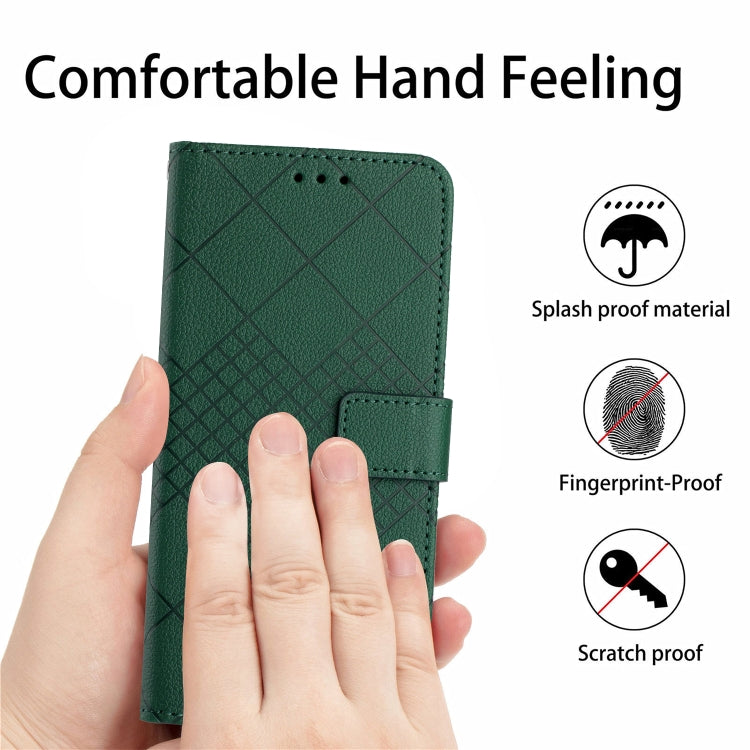 For Motorola Edge 5G 2024 Rhombic Grid Texture Leather Phone Case(Green) - Motorola Cases by buy2fix | Online Shopping UK | buy2fix