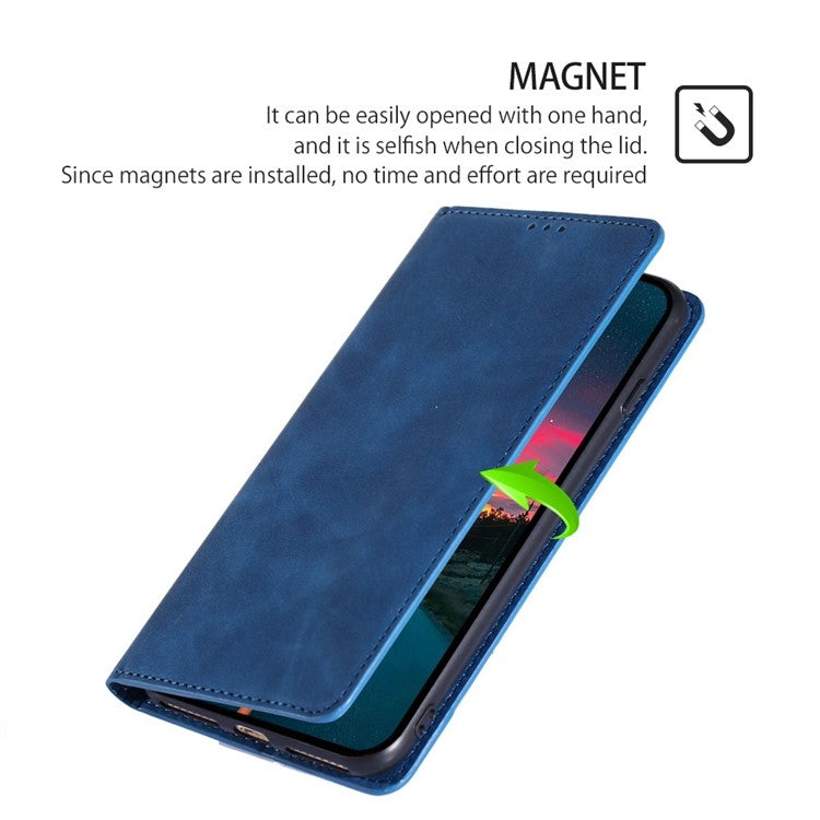 For Motorola Edge 5G 2024 Skin Feel Magnetic Leather Phone Case(Blue) - Motorola Cases by buy2fix | Online Shopping UK | buy2fix